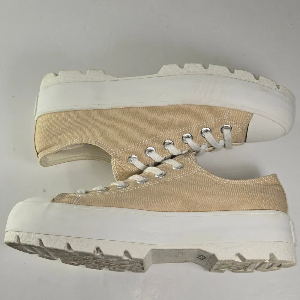 SINCERELY JULES Womens Tan Canvas Platform Sneakers Size 9M